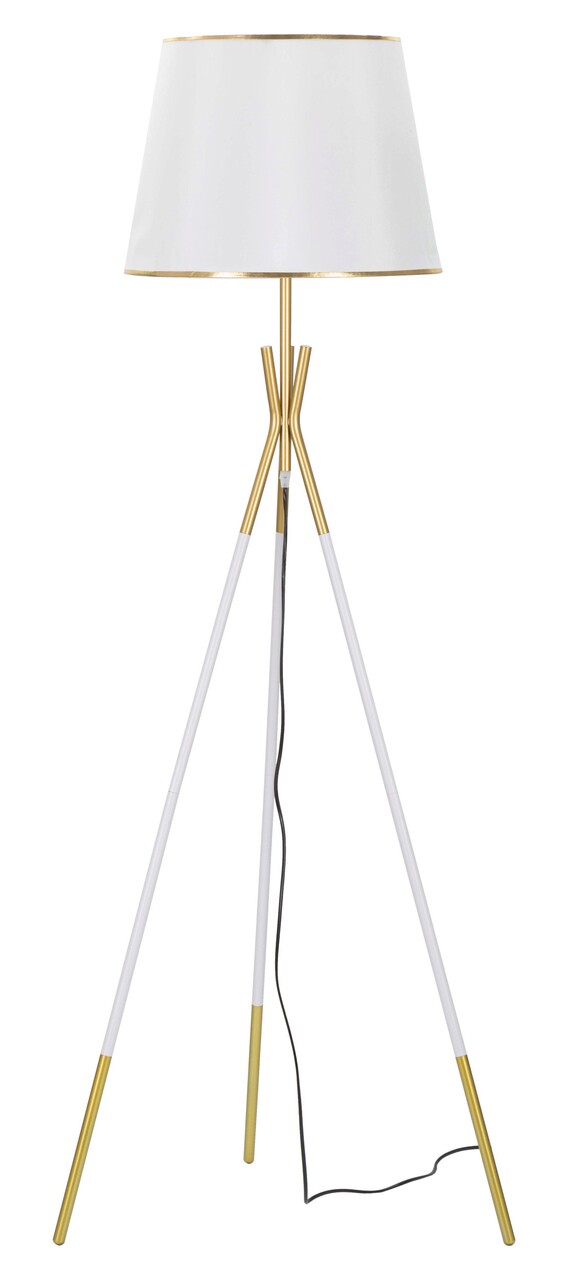 Lampadar Triply, Mauro Ferretti, Ø61 x 154 cm, 1 x E27, 40W, fier/textil, auriu/alb - imagine 7